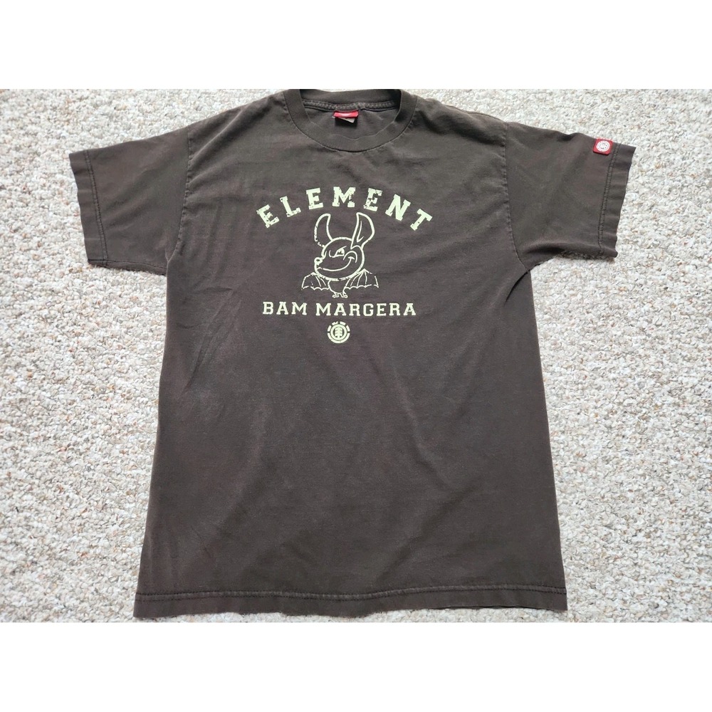 Vintage Element Bam Margera Brown Graphic Logo Mens Short Sleeve T-Shirt M Y2K *